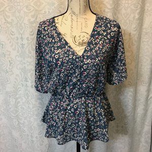SIENNA SKY Short Sleeve Button Up Floral Blouse